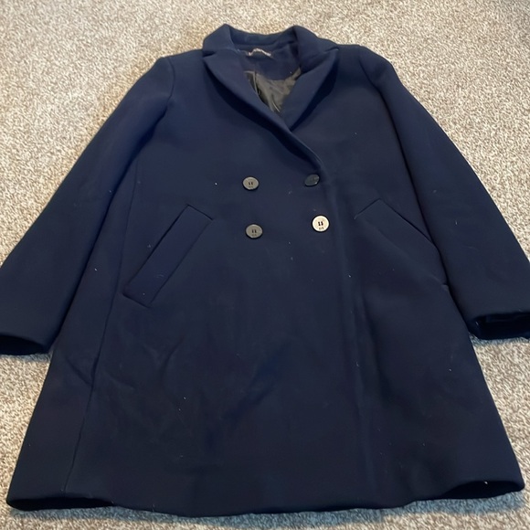 Zara Outerwear | Midi Trench Coat | Dark Blue - Picture 9 of 9